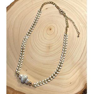 DaVella Collections Gold Tone White Talavera Poblana Hope Necklace